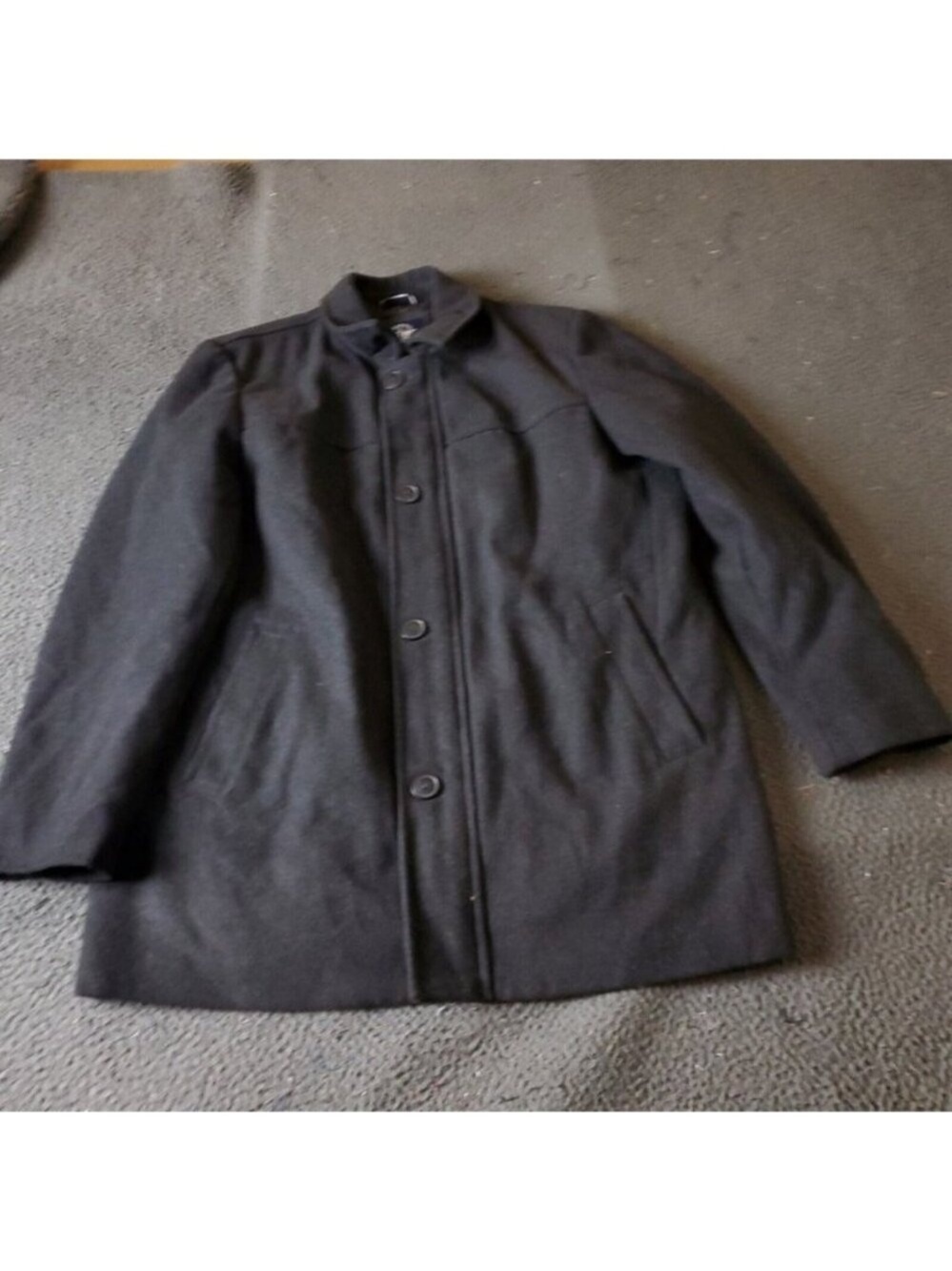 Dockers Pea Coat Jacket Mens L Large Black Wool Polyester Zip Button Casual
